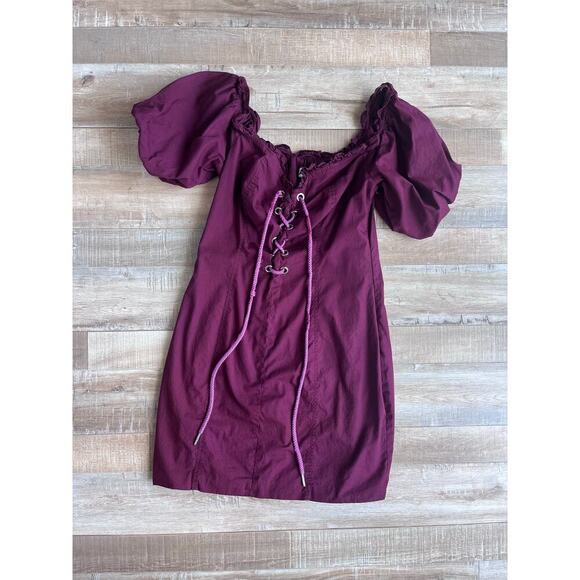 I.AM.GIA Alya Off-The-Shoulder Corset Dress Burgundy Red Size M - Picture 2 of 8